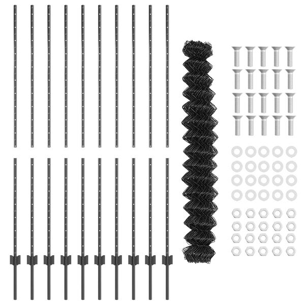 vidaXL Hek met Paal Grijs 1,6 x 10 m Staal en PVC