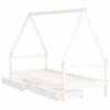 vidaXL Kinderbedframe met lades 90x190 cm massief grenenhout wit
