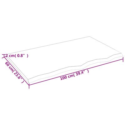 vidaXL Wastafelblad 100x60x2 cm behandeld massief hout donkerbruin