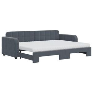 vidaXL Slaapbank onderschuifbed matrassen 80x200cm fluweel donkergrijs