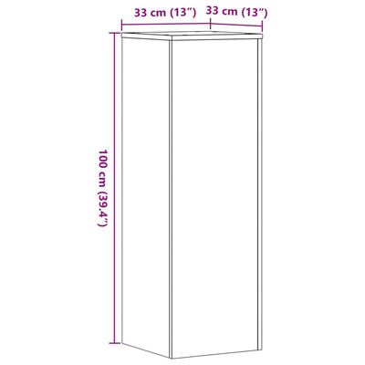 vidaXL Plantenstandaard 33x33x100 cm bewerkt hout betongrijs