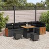 vidaXL Tuinbankenset 9 pcs Zwart Poly Riet en Poedercoated Staal