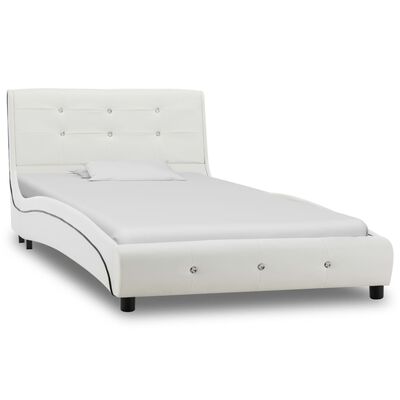 vidaXL Bed met traagschuim matras kunstleer wit 90x200 cm
