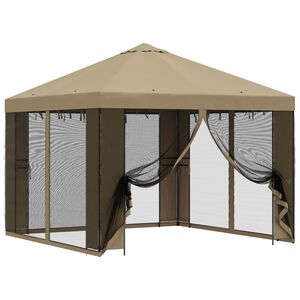 vidaXL Tuin Gazebo met Zijwanden 3 x 3 m Beige Polyester en staal