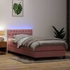 vidaXL Boxspring met matras en LED fluweel roze 80x210 cm
