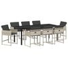 vidaXL Tuin eettafelset met kussen 9 pcs Lichtgrijs poly rattan
