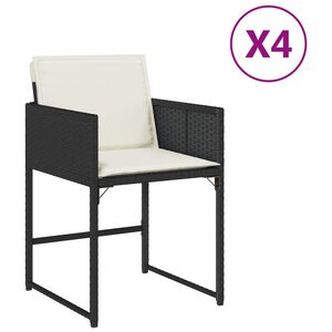 vidaXL Tuinstoelen 4 st met kussens poly rattan zwart