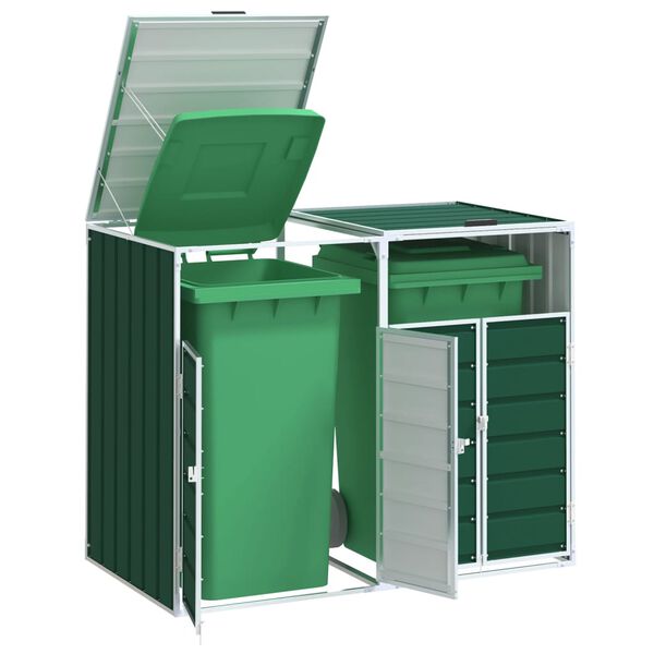 vidaXL Containerberging voor 2 containers 144x81x113 cm staal groen
