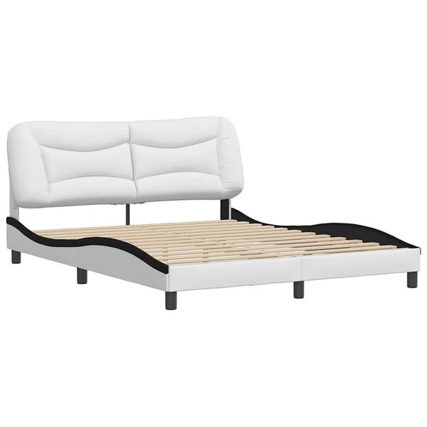 vidaXL Bedframe zonder matras "Hvar" kunstleer zwart en wit 160x200 cm