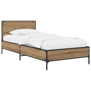 vidaXL Bedframe met Hoofdeinde Artisanaal eiken 80 x 200 cm