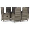 vidaXL 7-delige Tuinset met kussens poly rattan zwart en grijs