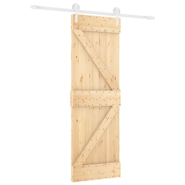 vidaXL Schuifdeur met beslag 70x210 cm massief grenenhout