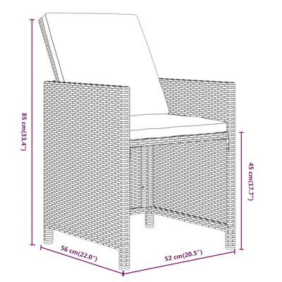 vidaXL 19-delige Tuinset met kussens poly rattan zwart