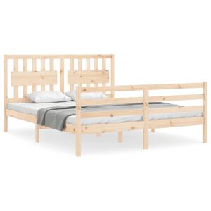 vidaXL Bedframe met hoofdbord massief hout 160x200 cm