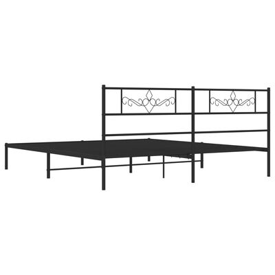 vidaXL Bedframe met hoofdbord metaal zwart 193x203 cm