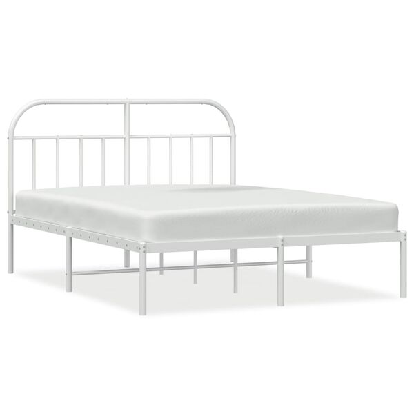 vidaXL Bedframe met hoofdbord metaal wit 160x200 cm