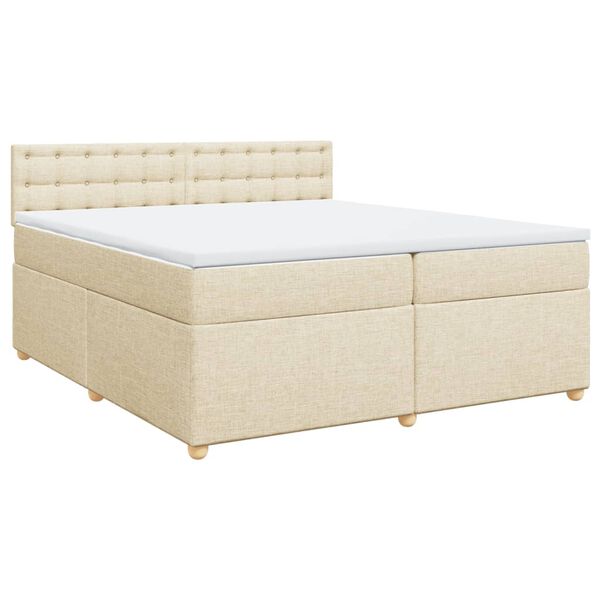 vidaXL Boxspring met matras stof cr&egrave;mekleurig 200x200 cm