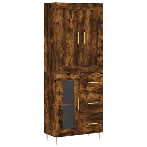 vidaXL Hoge kast 69,5x34x180 cm bewerkt hout gerookt eikenkleurig