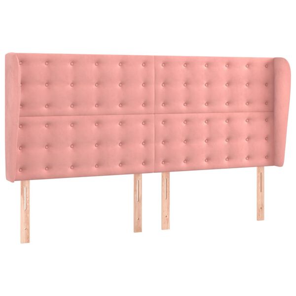 vidaXL Hoofdbord met randen 183x23x118/128 cm fluweel roze