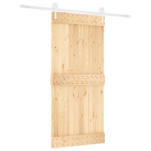 vidaXL Schuifdeur Natuurlijk en Wit 95 x 210 cm Massief Grenenhout