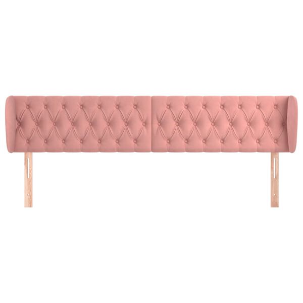 vidaXL Hoofdbord met randen 183x23x78/88 cm fluweel roze