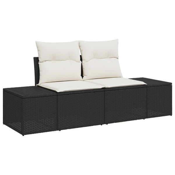 vidaXL Tuin Sofa Set met kussen 8 pcs Zwart poly rattan