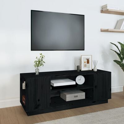 vidaXL Tv-meubel 110x35x40,5 cm massief grenenhout zwart