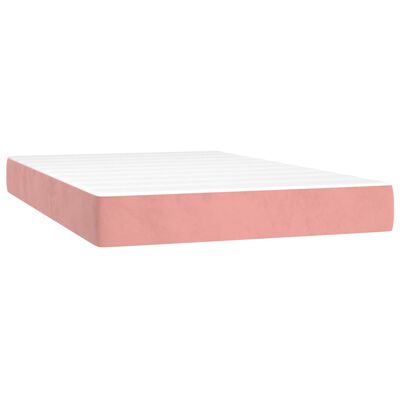 vidaXL Boxspring met matras en LED fluweel roze 120x200 cm