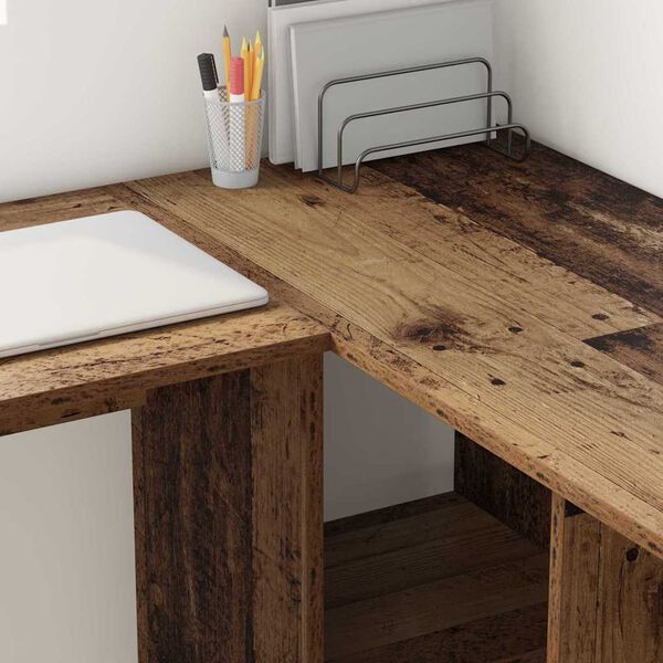 vidaXL Bureau met plank Oud Hout 142 x 102 x 73 cm Bewerkt hout