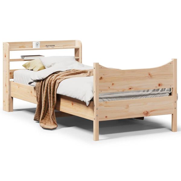 vidaXL Bedframe met hoofdbord massief grenenhout 90x200 cm