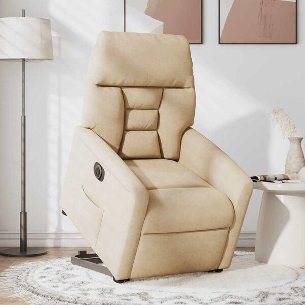 vidaXL Sta-op-stoel elektrisch verstelbaar microvezelstof cr&egrave;mekleurig