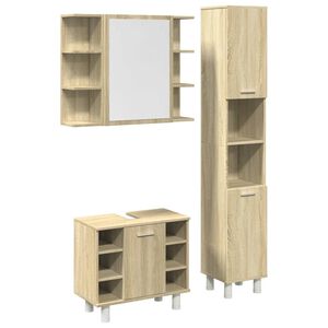 vidaXL 3-delige Badkamermeubelset bewerkt hout sonoma eikenkleurig