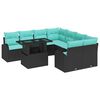 vidaXL Tuin Sofa Set 9 st Zwart Poly Rattan