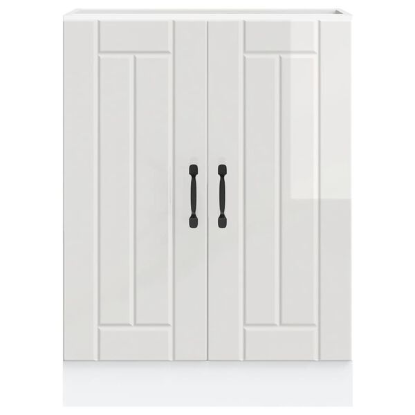 vidaXL Spoelbakonderkast Lucca bewerkt hout hoogglans wit