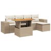 vidaXL 6-delige Loungeset met kussens poly rattan beige