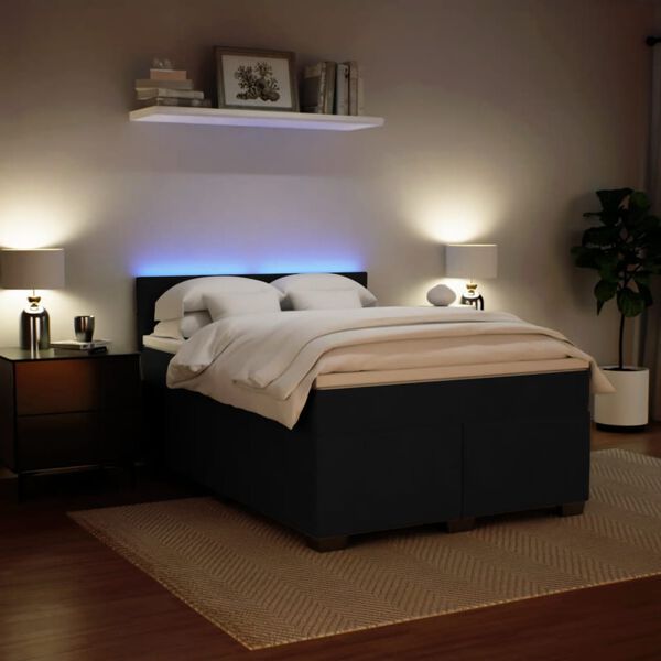 vidaXL Boxspring met matras fluweel zwart 140x200 cm