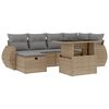 vidaXL 7-delige Loungeset met kussens poly rattan beige