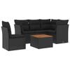 vidaXL 6-delige Loungeset met kussens poly rattan zwart