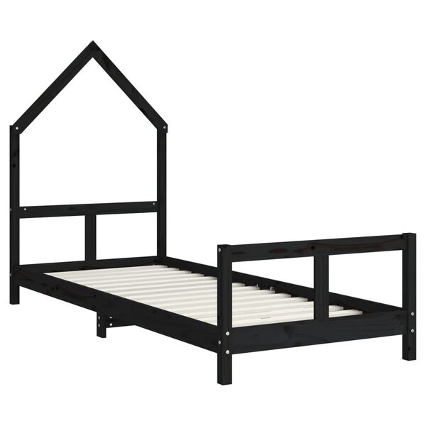 vidaXL Kinderbedframe 80x200 cm massief grenenhout zwart