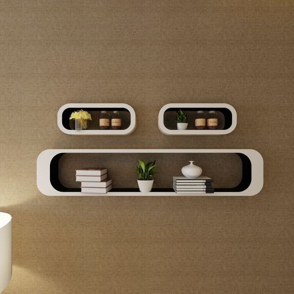 vidaXL Wandplanken kubus 6 st zwart en wit