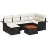 vidaXL Tuinbankenset met opslag 7 pcs Zwart en Cr&egrave;me poly rattan