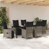 vidaXL Tuin eettafelset met kussen 7 pcs Grijs poly rattan