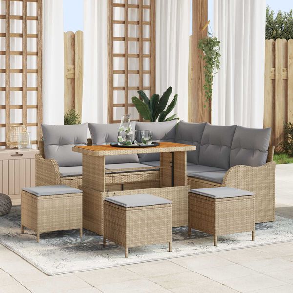 vidaXL Tuin Sofa Set 9 pcs Beige poly rattan