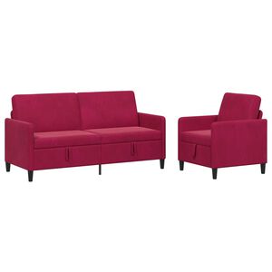 vidaXL Bankenset met opbergruimte 2 st Wijnrood Polyester