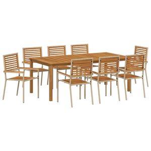 vidaXL Tuin eettafelset 9 st Beige Massief Acaciahout