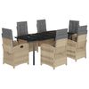 vidaXL 7-delige Tuinset met kussens poly rattan gemengd beige