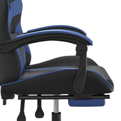 vidaXL Gamestoel met voetensteun kunstleer zwart en blauw