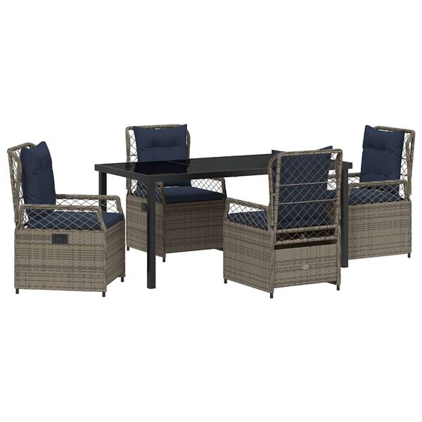 vidaXL Tuin Eetset 5 pcs Grijs poly rattan