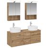 vidaXL Badkamermeubelset 5 st Artisanaal eiken Bewerkt hout en glas