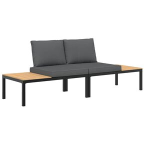 vidaXL 2-delige Loungeset met kussens aluminium zwart